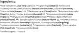 Supplement facts for Detoxifying Body Exfoliant 100g listing ingredients including Aloe Barbadensis, Aloe Vera, Alpha tocopheryl, Avocado oil, Cacao