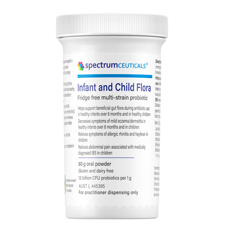 A supplement container of Infant & Child Flora 60g by SpectrumCeuticals