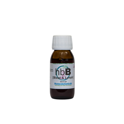 A supplement container of hbB (Blood & Lymph) 50ml by Homeobotanicals