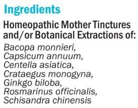 Supplement facts for hb#01 Cerebra (Brain & Memory) 50ml listing ingredients including Bacopa Monnieri, Centella Asiatica Gotu Kola, Crataegus monogyna, Gingko biloba, Rosemary (Rosmarinus officinalis)