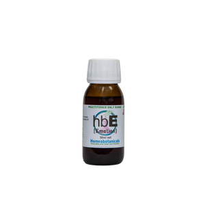 A supplement container of hbE (Emotional Stress) 50ml by Homeobotanicals