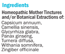 Supplement facts for hbZ (Zest Energy) 50ml listing ingredients including Ashwagandha (Withania somnifera), Camellia Oleifera, Capsicum annum, Damiana (Turnera diffusa), Ginger (Zingiber officinale)