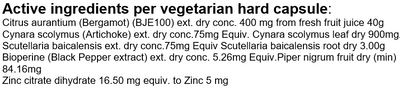 Supplement facts for BergaMet Liver Max