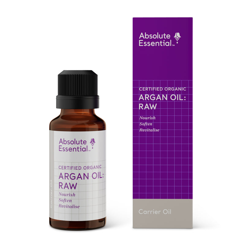A supplement container of Argan Oil: Raw 25ml by Absolute Essential (Retail)