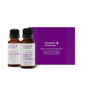 A supplement container of Baby Massage Essentials by Absolute Essential