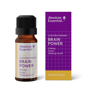 A supplement container of Brain Power 10ml by Absolute Essential