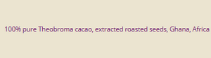 Supplement facts for Cocoa Butter 50g listing ingredients including Cacao