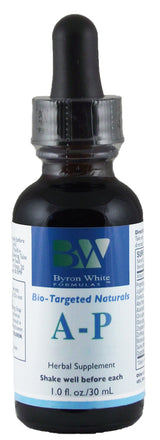 A supplement container of A-P 30ml by Byron White Formulas