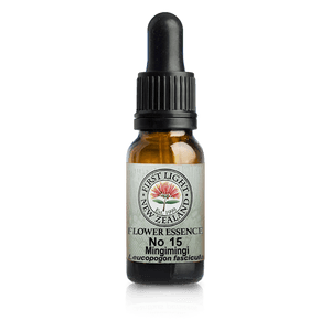 A supplement container of No. 15 - Mingimingi (Dignity) 10ml by First Light Flower Essences