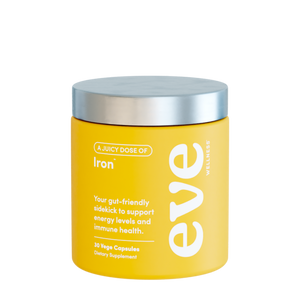 A supplement container of A Juicy Dose of Iron by Eve