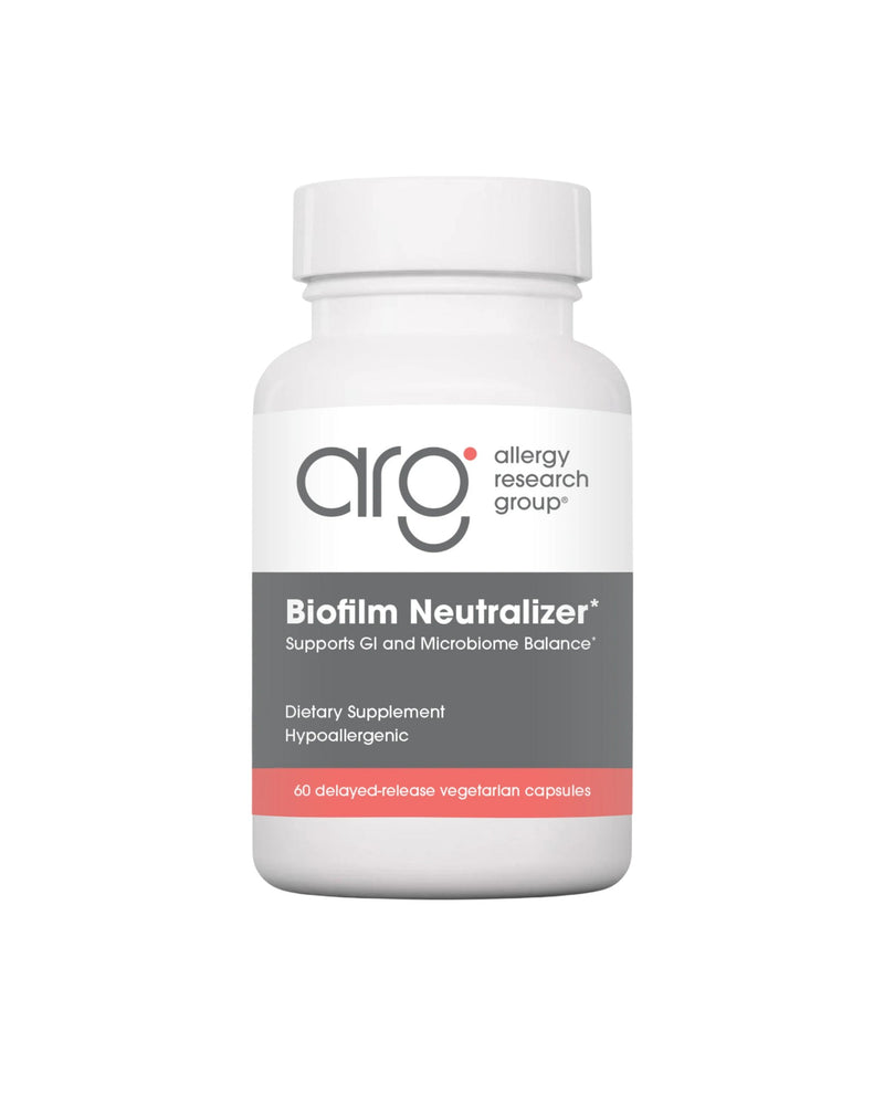 A supplement container of Biofilm Neutralizer by Allergy Research Group