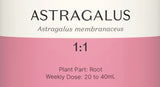 Supplement facts for Astragalus 1:1 listing ingredients including Astragalus