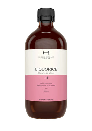 A supplement container of Liquorice 1:1 by Herbal Extract Company