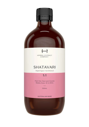 A supplement container of Shatavari 1:1 by Herbal Extract Company