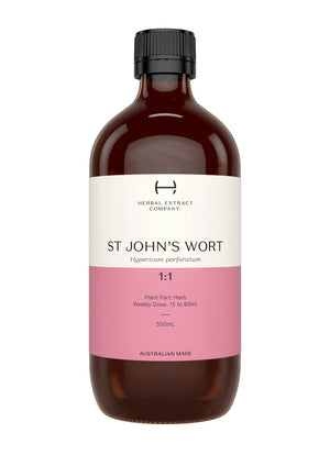 A supplement container of St John's Wort 1:1 by Herbal Extract Company
