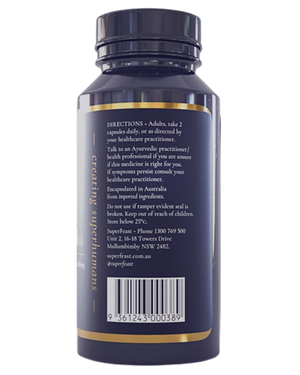 Supplement facts for Ashwaganda - 90caps listing ingredients including Ashwagandha