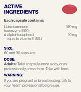 Supplement facts for CoQ10 Excel 150mg
