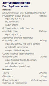 Supplement facts for HepatoClear