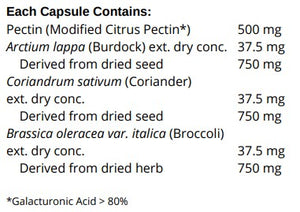 Supplement facts for Detox Assist listing ingredients including Arctium Lappa, Brassica oleracea, Broccoli, Broccoli Powder, Burdock extract