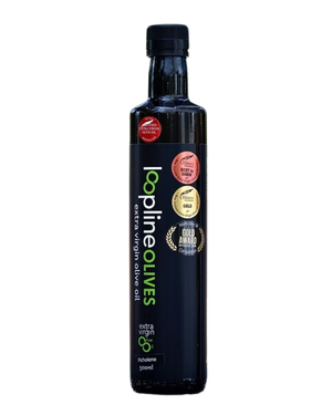 A supplement container of Picholine Olive Oil (500ml) by Loopline Olives