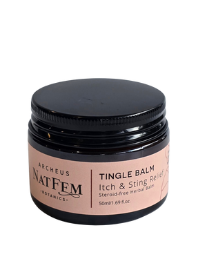 A supplement container of Tingle Balm by Archeus NatFem Botanics