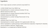 Supplement facts for Brain Function & Focus Daily