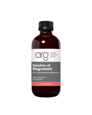 A supplement container of Solution of Magnesium by Allergy Research Group