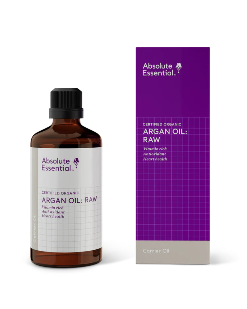 A supplement container of Argan Oil: Raw 100ml by Absolute Essential (Retail)