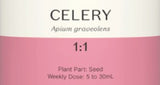 Supplement facts for Celery 1:1 listing ingredients including Apium graveolens, Celery