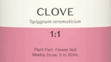 Supplement facts for Clove 1:1 listing ingredients including Clove (Syzygium aromaticum), Clove bud