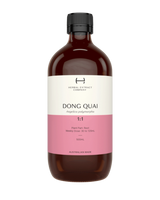 Supplement facts for Dong Quai 1:1 listing ingredients including Angelica sinensis, Dong Quai