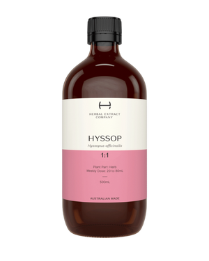 A supplement container of Hyssop 1:1 by Herbal Extract Company