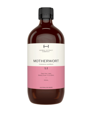 A supplement container of Motherwort 1:1 by Herbal Extract Company
