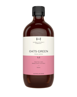 A supplement container of Oats Green 1:1 by Herbal Extract Company