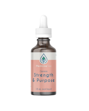 A supplement container of Genesis Strength and Purpose by Medicine Tree