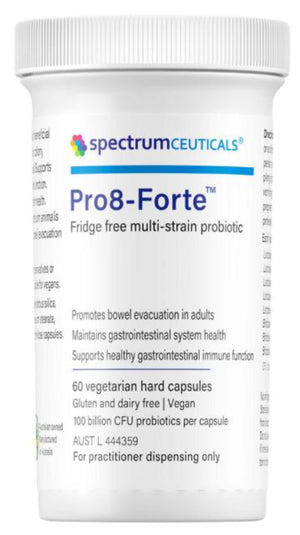 A Supplement container with the name Pro8_Forte (60 Caps) by Spectrumceuticals.