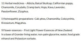 Supplement facts for SleepDrops for Babies listing ingredients including Albizia julibrissin, Chamomile, Corydalis Turtschinovii, Cramp Bark, First Light Flower Essences Of New Zealand
