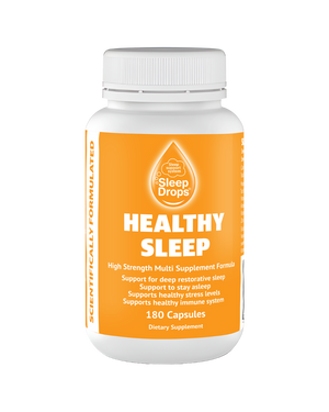 A supplement container of SleepDrops Healthy Sleep by SleepDrops