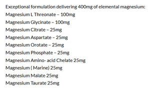 Supplement facts for SleepDrops Magnesium 10 listing ingredients including Magnesium, Magnesium, Magnesium Taurate, Magnesium aspartate, Magnesium citrate