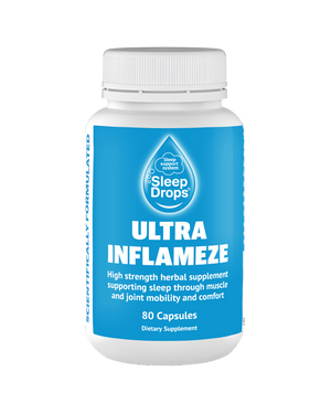 A supplement container of SleepDrops Ultra Inflameze by SleepDrops
