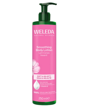 A supplement container of Wild Rose Smoothing Lotion by Weleda