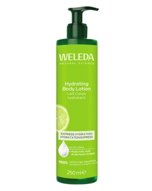 A supplement container of Citrus Hydrating Body Lotion by Weleda
