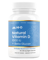 A supplement container of Natural Vitamin D 1000IU + Beta-Glucan by Hi-D