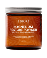 A supplement container of Magnesium Restore Powder by Be Pure