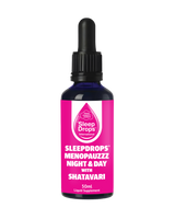 A supplement container of SleepDrops Menopauzzz Night + Day with Shatavari by SleepDrops