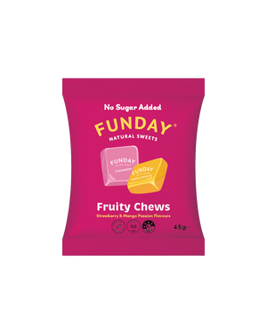 A supplement container of Fruity Chews by Funday Natural Sweets