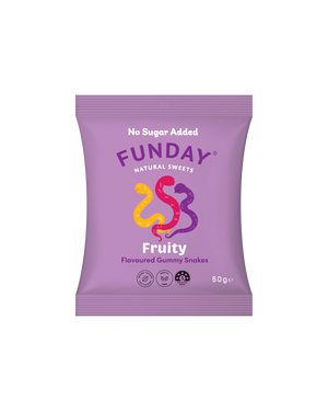 A supplement container of Fruity Gummy Snakes by Funday Natural Sweets