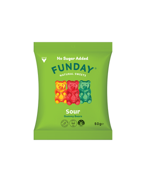 A supplement container of Sour Vegan Gummy Bears by Funday Natural Sweets