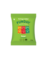 A supplement container of Sour Vegan Gummy Bears by Funday Natural Sweets