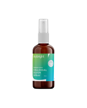 A supplement container of Colloidal Silver Spray by Skybright